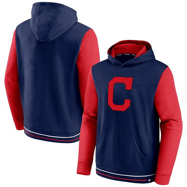 Men's Fanatics Cleveland Indians Hoodie Pullover 2XL Red and Blue