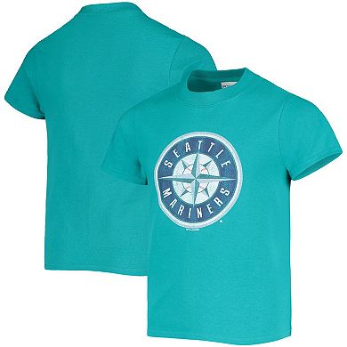 Youth Soft as a Grape Aqua Seattle Mariners Distressed Logo T-Shirt