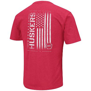 Men's Colosseum Scarlet Nebraska Huskers OHT Military Appreciation Flag 2.0 T-Shirt