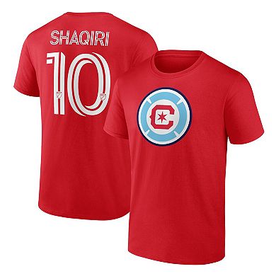 Men's Fanatics Branded Xherdan Shaqiri Red Chicago Fire Authentic Stack Name & Number T-Shirt