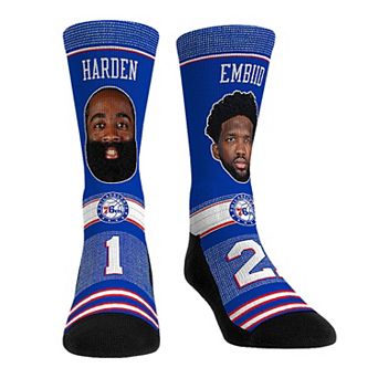 Rock Em Socks James Harden & Joel Embiid Philadelphia 76ers Teammates Player Crew Socks