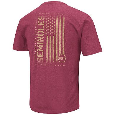 Men's Colosseum Heather Garnet Florida State Seminoles OHT Military Appreciation Flag 2.0 T-Shirt