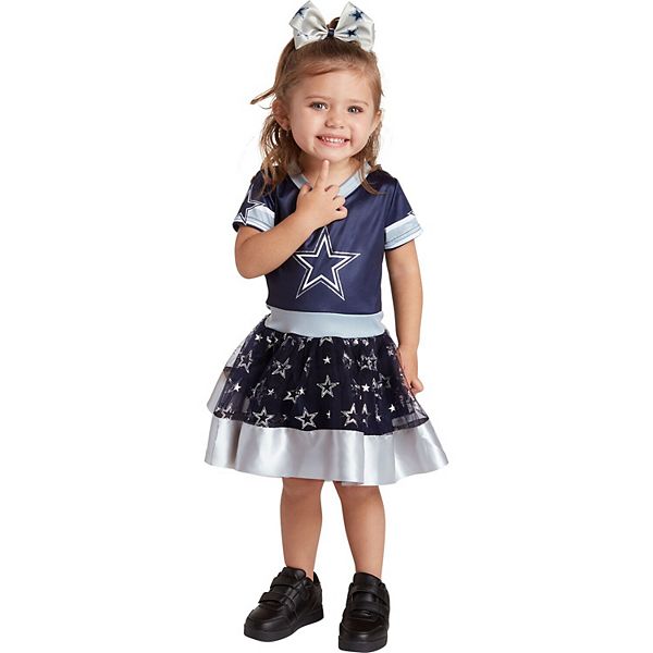 Girls Toddler Navy Dallas Cowboys Tutu Tailgate Game Day V-Neck Costume