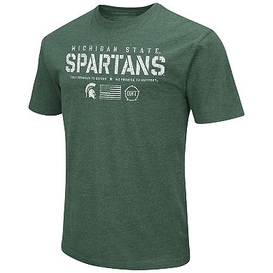 Men's Colosseum Heather Green Michigan State Spartans OHT Military Appreciation Flag 2.0 T-Shirt