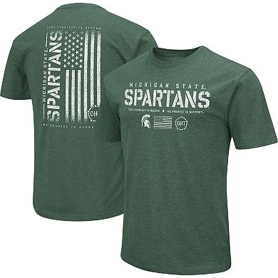 Men's Colosseum Heather Green Michigan State Spartans OHT Military Appreciation Flag 2.0 T-Shirt