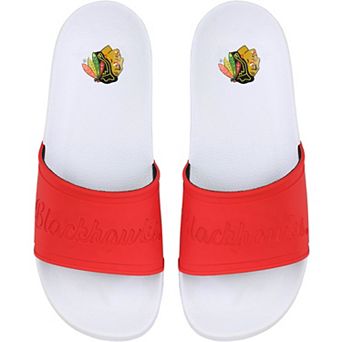 Women's FOCO Chicago Blackhawks Script Wordmark Slide Sandals