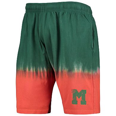 Men's Mitchell & Ness Orange/Green Miami Hurricanes Tie-Dye Shorts