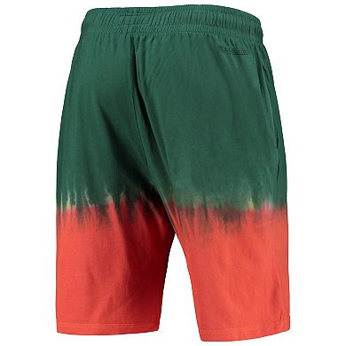 Men's Mitchell & Ness Orange/Green Miami Hurricanes Tie-Dye Shorts