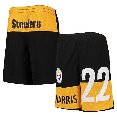 Youth Najee Harris Black Pittsburgh Steelers Name & Number Player Shorts