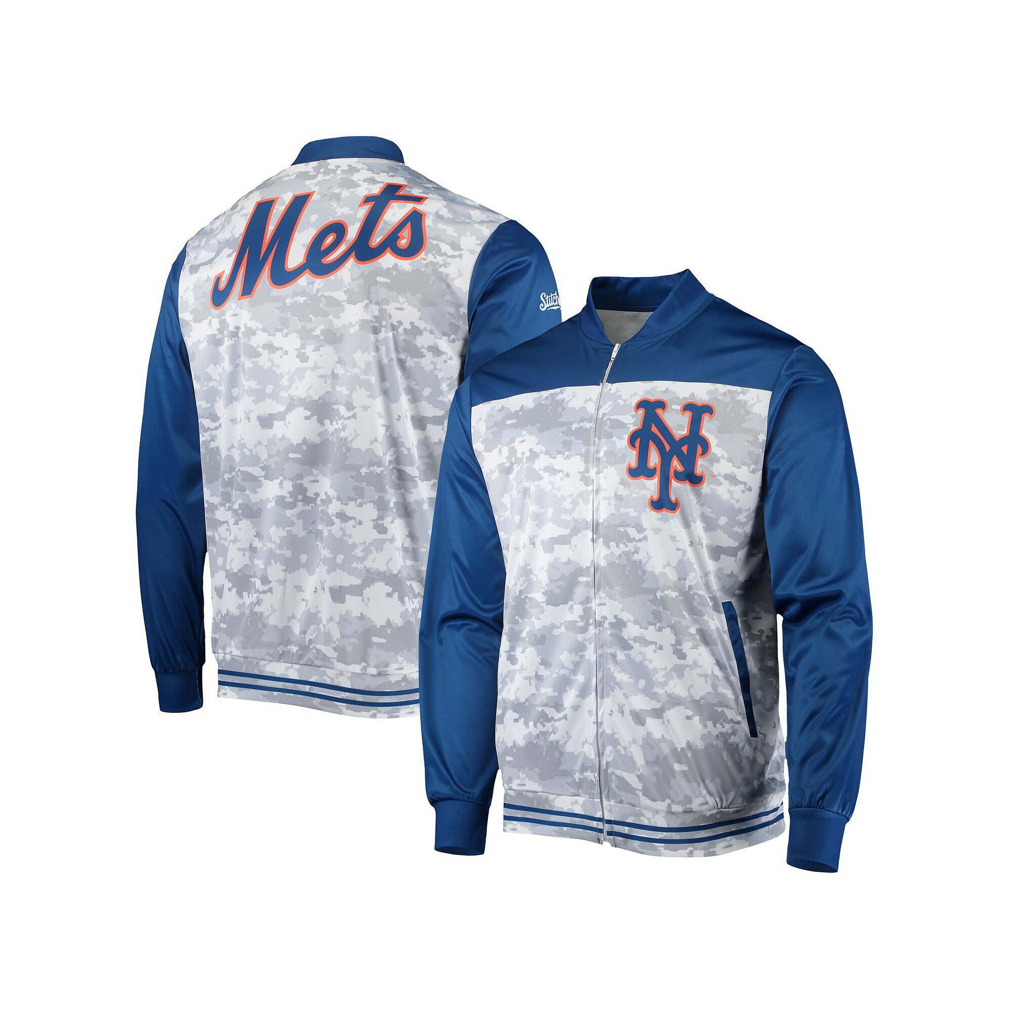 Mens Stitches Royal New York Mets Camo Full-Zip Jacket, Size: Small, Blue