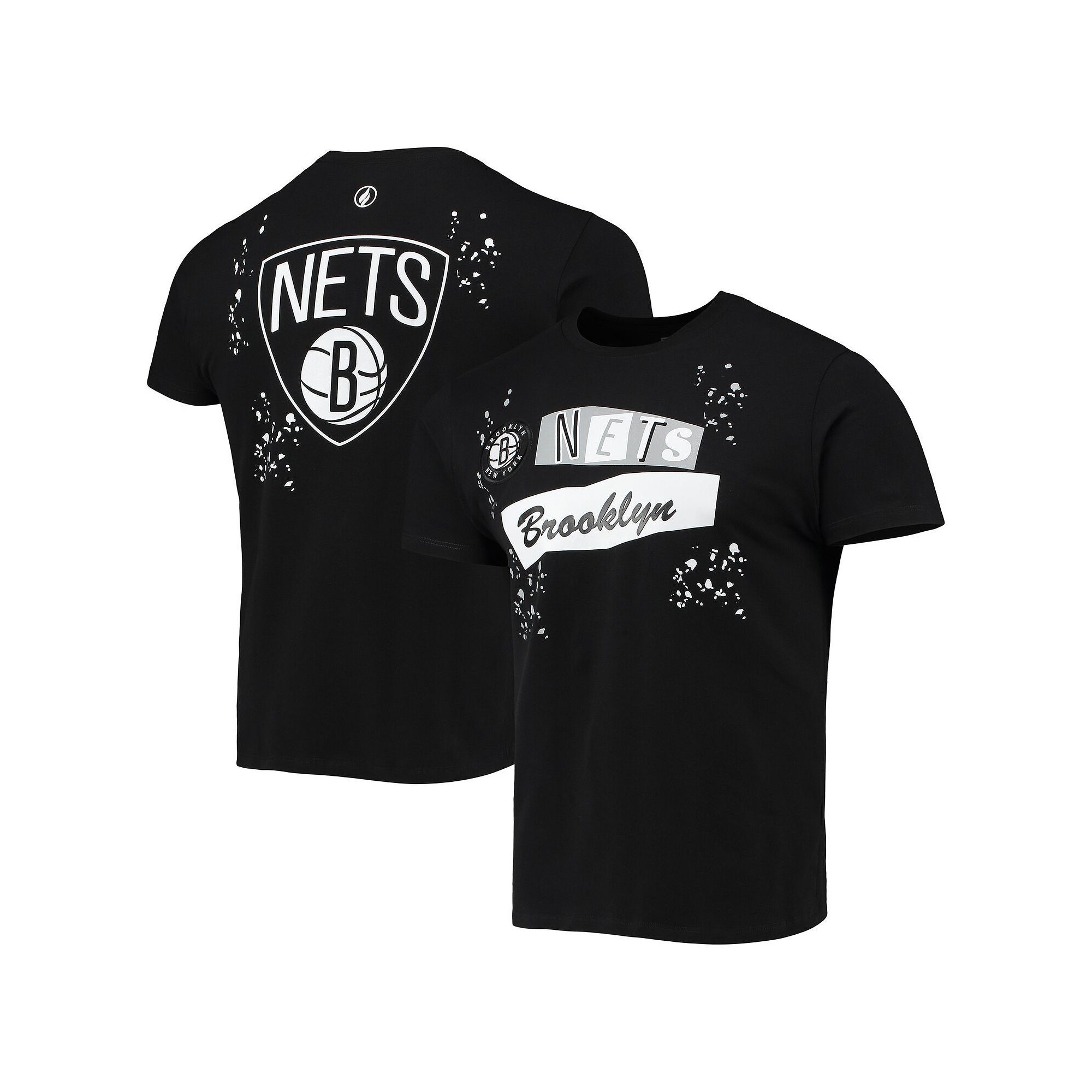 Mens FISLL Black Brooklyn Nets Confetti T-Shirt, Size: Medium