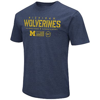 Men's Colosseum Heather Navy Michigan Wolverines OHT Military Appreciation Flag 2.0 T-Shirt