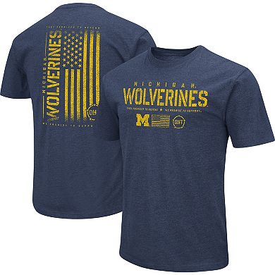 Men's Colosseum Heather Navy Michigan Wolverines OHT Military Appreciation Flag 2.0 T-Shirt