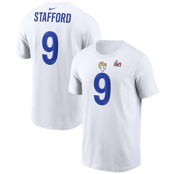 Men's Nike Matthew Stafford White Los Angeles Rams Super Bowl LVI Player Name & Number T-Shirt Size: Medium