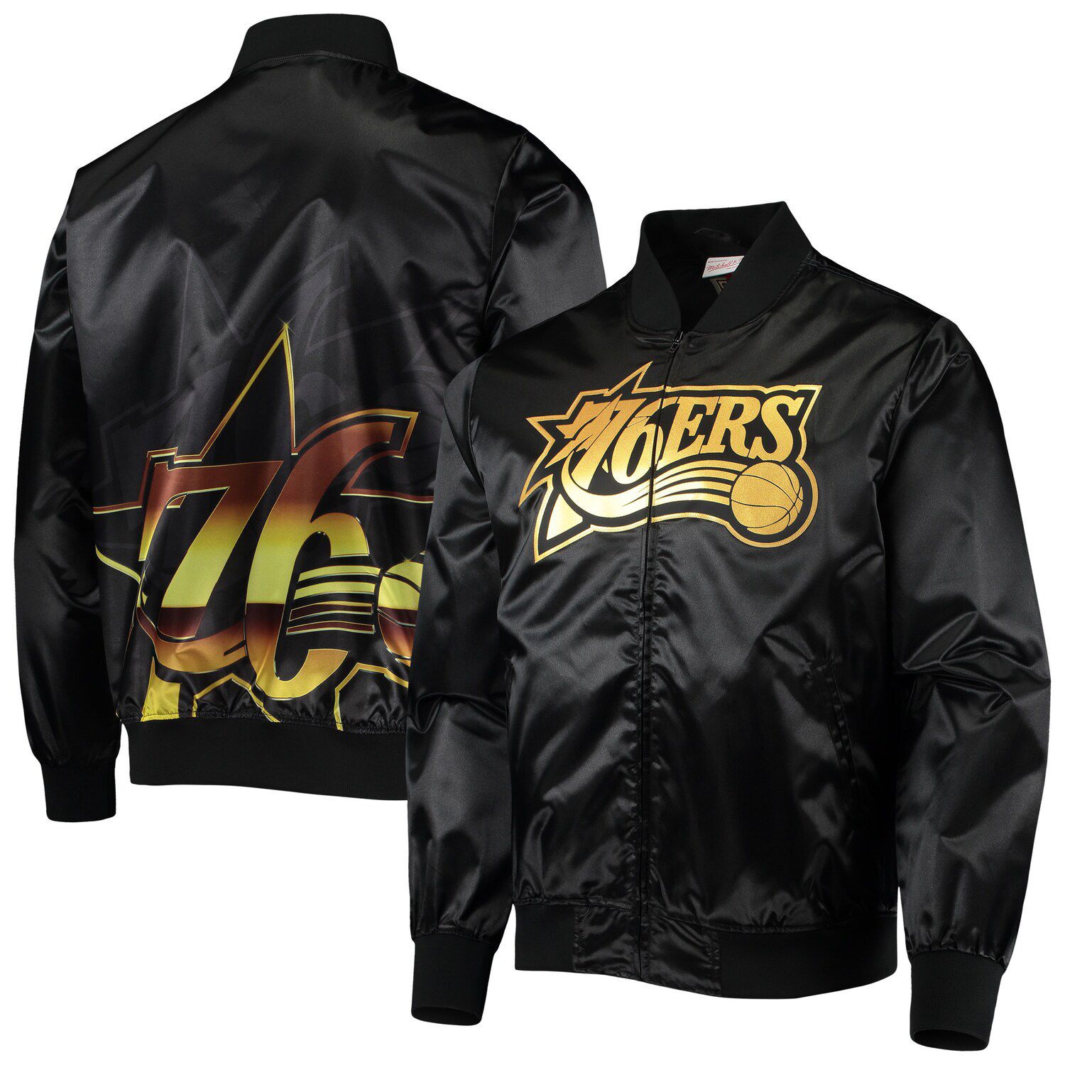 Los Angeles Lakers Mitchell & Ness Team Origins Satin Full-Snap Varsity  Jacket - Black