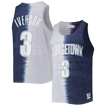 Men's Mitchell & Ness Allen Iverson Gray/Navy Georgetown Hoyas Name & Number Tie-Dye Tank Top