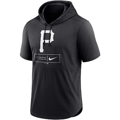 Men's Nike Black Pittsburgh Pirates Logo Lockup Performance Short-Sleeved Pullover Hoodie