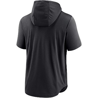 Men's Nike Black Pittsburgh Pirates Logo Lockup Performance Short-Sleeved Pullover Hoodie