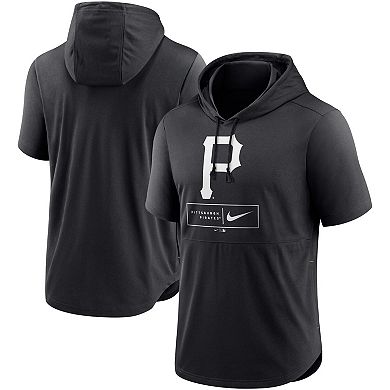 Men's Nike Black Pittsburgh Pirates Logo Lockup Performance Short-Sleeved Pullover Hoodie