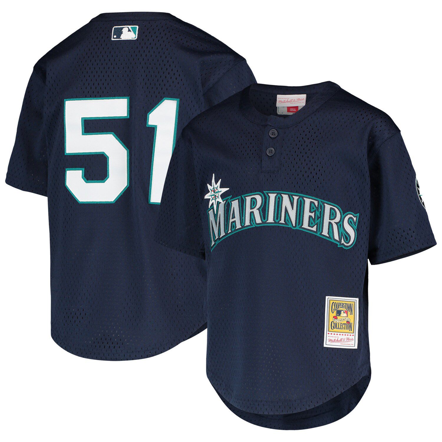 Men's Mitchell & Ness Edgar Martinez Charcoal Seattle Mariners Cooperstown Collection Mesh Batting Practice Jersey Size: Medium