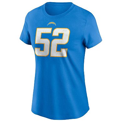 Women's Nike Khalil Mack Powder Blue Los Angeles Chargers Player Name & Number T-Shirt