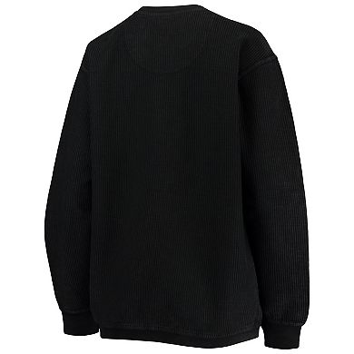 Women's Pressbox Black Cincinnati Bearcats Comfy Cord Vintage Wash Basic Arch Pullover Sweatshirt