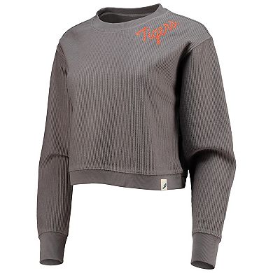 Women's League Collegiate Wear Charcoal Clemson Tigers Corded Timber Cropped Pullover Sweatshirt