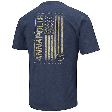 Men's Colosseum Heather Navy Navy Midshipmen OHT Military Appreciation Flag 2.0 T-Shirt