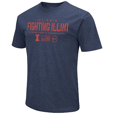 Men's Colosseum Heather Navy Illinois Fighting Illini OHT Military Appreciation Flag 2.0 T-Shirt