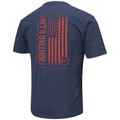 Men's Colosseum Heather Navy Illinois Fighting Illini OHT Military Appreciation Flag 2.0 T-Shirt