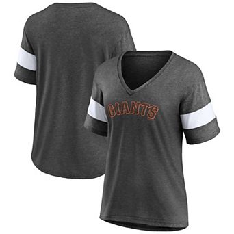 Women's Fanatics Branded Heathered Charcoal San Francisco Giants Wordmark V-Neck Tri-Blend T-Shirt
