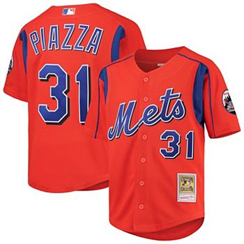 Mike Piazza New York Mets Mitchell & Ness Cooperstown Collection Mesh  Batting Practice Button-Up Jersey - Orange