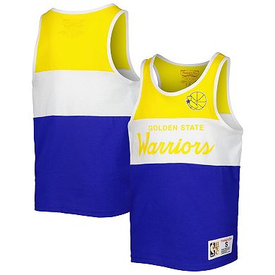 Youth Mitchell & Ness Royal/Gold Golden State Warriors Hardwood Classics Special Script Tank Top