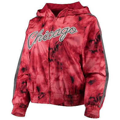 Women's Mitchell & Ness Red Chicago Bulls Galaxy Sublimated Windbreaker Pullover Full-Zip Hoodie