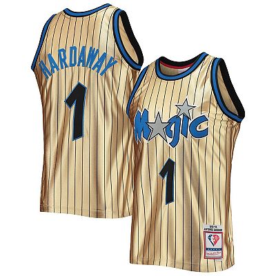 Men s Mitchell Ness Penny Hardaway Gold Orlando Magic 75th Anniversary 1993 94 Hardwood Classics Swingman