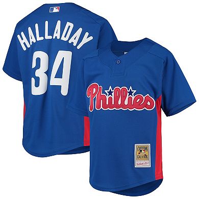 Youth Mitchell & Ness Roy Halladay Royal Philadelphia Phillies Cooperstown Collection Mesh Batting Practice Jersey