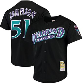 Men's Mitchell & Ness Randy Johnson Black Arizona Diamondbacks Cooperstown Collection Mesh Batting Practice Button-Up Jersey