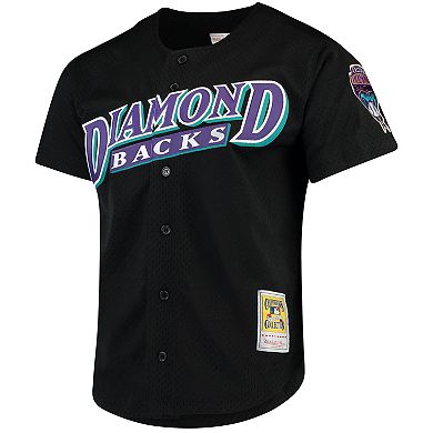 Men's Mitchell & Ness Randy Johnson Black Arizona Diamondbacks Cooperstown Collection Mesh Batting Practice Button-Up Jersey