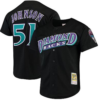 Men's Mitchell & Ness Randy Johnson Black Arizona Diamondbacks Cooperstown Collection Mesh Batting Practice Button-Up Jersey