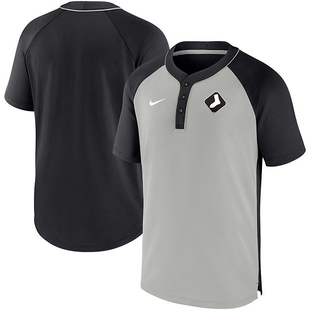 Men's Nike Black/Silver Chicago White Sox City Plate Performance Henley  Raglan T-Shirt