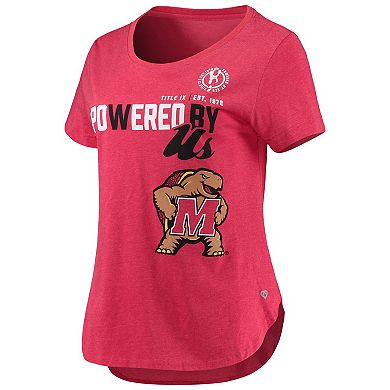 Women's Colosseum Heathered Red Maryland Terrapins PoWered By Title IX T-Shirt