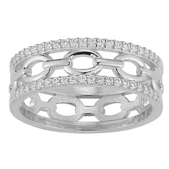 Sunkissed Sterling Cubic Zirconia Triple Stack Ring