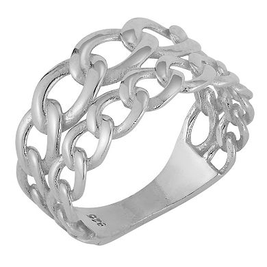 Sunkissed Sterling Double Stack Curb Chain Ring