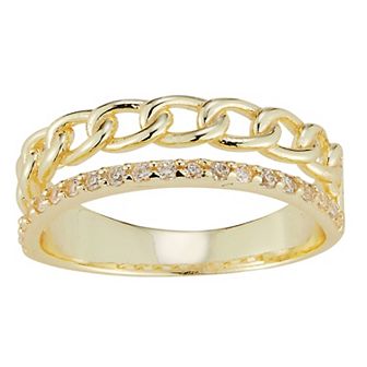 Sunkissed Sterling Cubic Zirconia Double Stack Ring