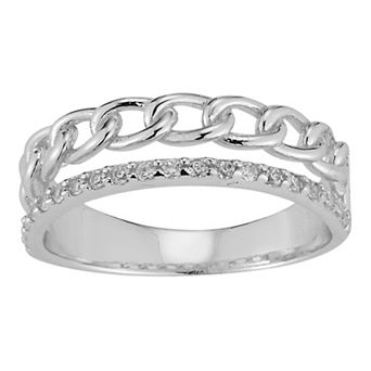 Sunkissed Sterling Cubic Zirconia Double Stack Ring