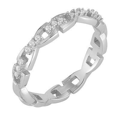 Sunkissed Sterling Cubic Zirconia Link Chain Ring