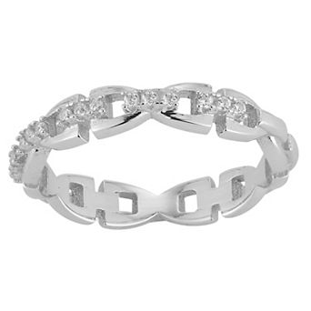 Sunkissed Sterling Cubic Zirconia Link Chain Ring