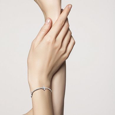 Sunkissed Sterling Cubic Zirconia Flower Tennis Bracelet