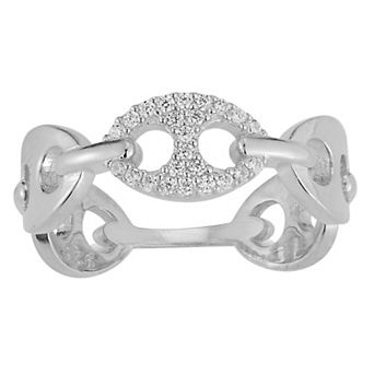 Sunkissed Sterling Cubic Zirconia Mariner Link Ring