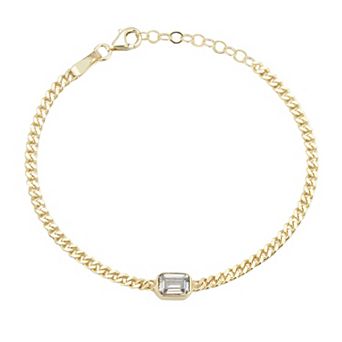 Sunkissed Sterling Cubic Zirconia Curb Chain Bracelet